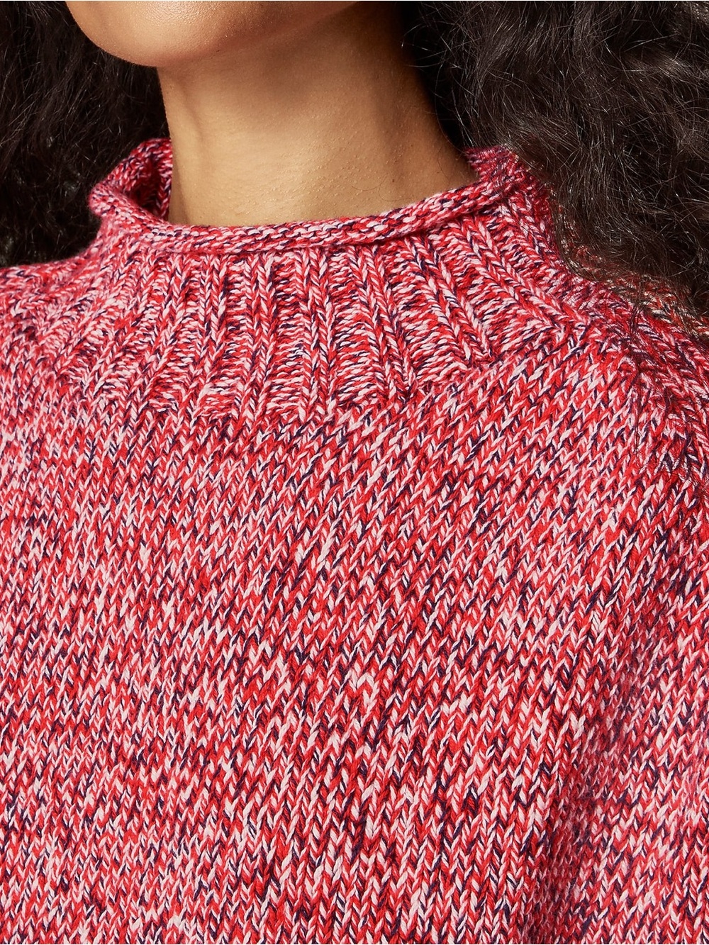 J. Crew Marled 2025 Rollneck in Red Navy Ivory Marl Sweater - Picture 7 of 7